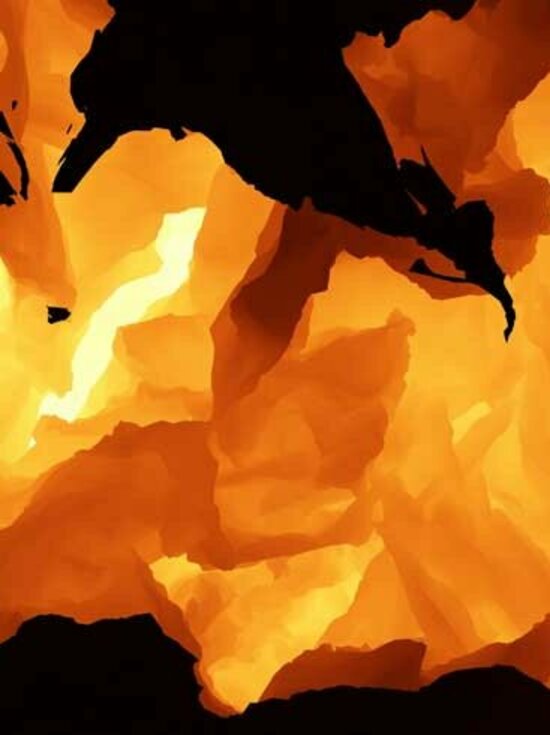 Illustration: Darstellung orangener Flammen auf dunklem Hintergrund