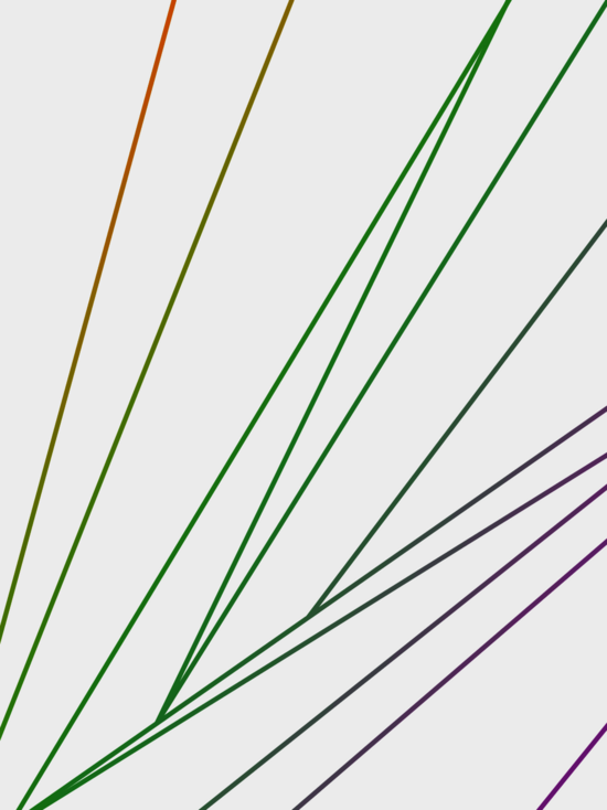 Grafik: bunte Linien, die von unten aus aus der Mitte nach rechts oben laufen auf hellgrauem Hintergrund