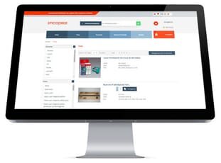 imcopex office supplies - Relaunch des B2B Shops Frontalansicht Monitor mit geöffnetem Online-Shop