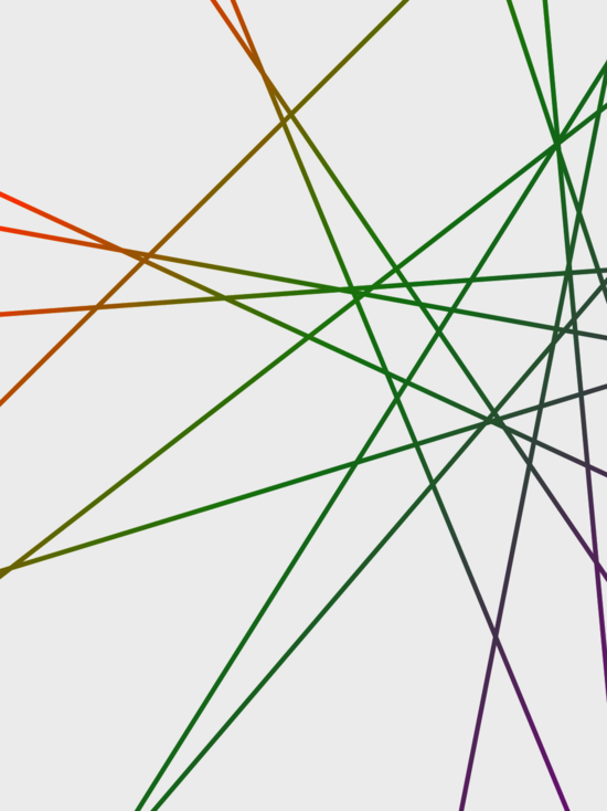 Grafik: Netz aus sich überkreuzenden bunten Linien auf hellgrauem Hintergrund
