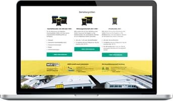 WERT Wertstoff-Einsammlung GmbH - Relaunch der Unternehmenswebsite Montage: Laptop mit geöffneter Website