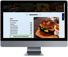 KGE Health Kitchen - Relaunch der Unternehmenswebseite Montage: Frontalansicht Monitor mit geöffneter Website