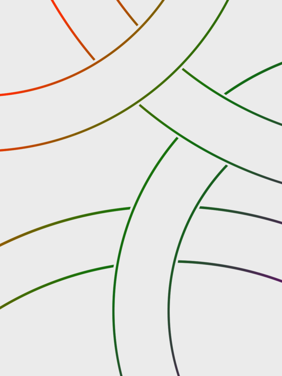 Grafik: große Ringe aus bunten Linien, teilweise überlappend, hellgrauer Hintergrund