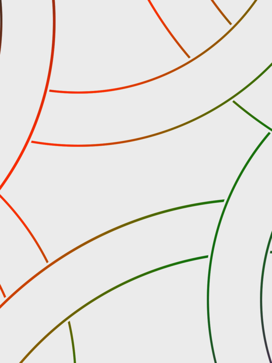 Grafik: große Ringe aus bunten Linien, teilweise überlappend, hellgrauer Hintergrund