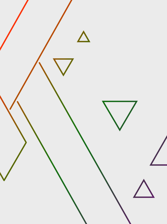 Grafik: verschieden große Dreiecke aus bunten Linien auf hellgrauem Hintergrund