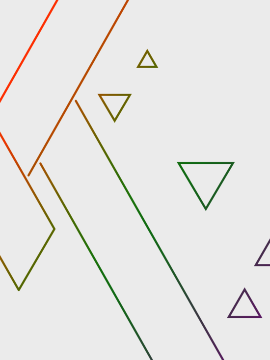 Grafik: verschieden große Dreiecke aus bunten Linien auf hellgrauem Hintergrund