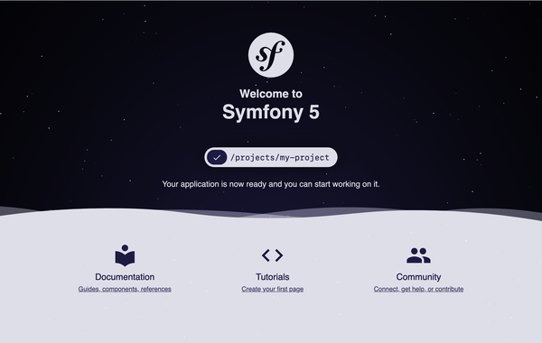 Screenshot: Symfony Oberfläche nach der Installation