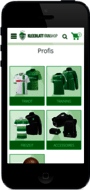 SpVgg Greuther Fürth - Onlineshop für Fußballklub-Merchandise mit Magento 2 Handy mit geöffnetem Online-Shop