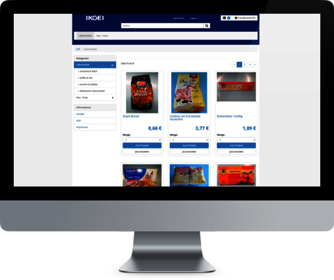 Montage: Frontalansicht Monitor mit geöffnetem Online-Shop