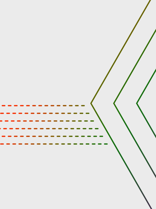 Grafik: große Pfeilspitzen aus bunten Linien von links nach rechts auf hellem Hintergrund