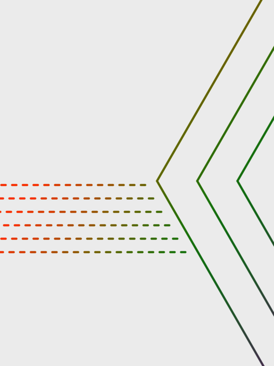 Grafik: große Pfeilspitzen aus bunten Linien von links nach rechts auf hellem Hintergrund