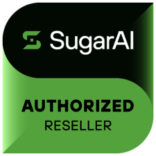 Logo von SugarAI mit Badge als autorisierter Reseller
