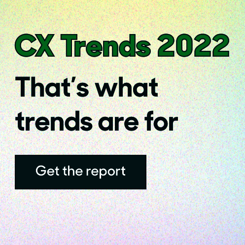 Grafik: Schriftzug "CX Trends 2022 - That´s what trends are for" auf hellem, bunten Hintergrund