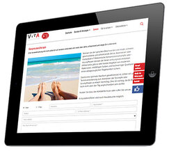 Vita-Apotheke - Relaunch des Internetauftritts mit TYPO3 Tablet mit geöffneter Website