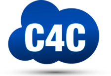 Logo SAP C4C: blaue Wolke, mittig weißer Text C4C