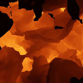 Illustration: Darstellung orangener Flammen auf dunklem Hintergrund