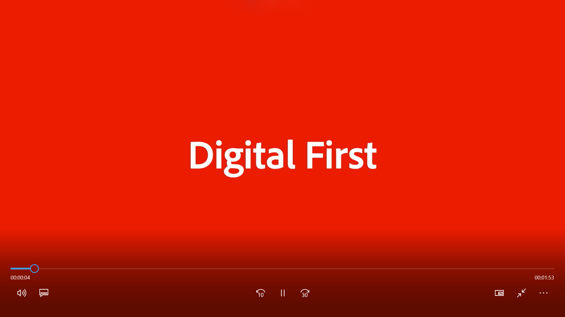 Vorschaubild Adobe Commerce Video, roter Hintergrund mit weißem Schriftzug Digital First