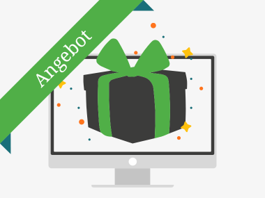 Bildschirm mit Geschenk und Angebotsbanner