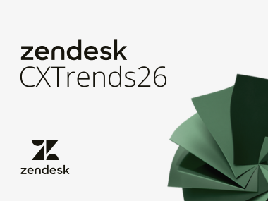 Bild mit abstrakter Grafik und Zendesk Logo und Schriftzug Zendesk CXTrends26