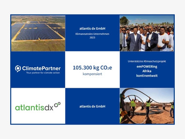 Collage aus Bildern zu Klimaprojekten von atlantis dx und Climate Partner