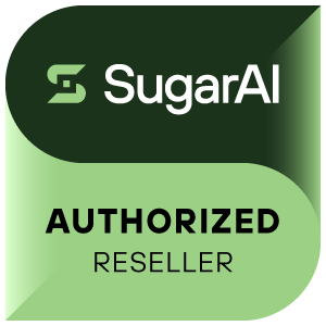 Logo von SugarAI mit Badge als autorisierter Reseller