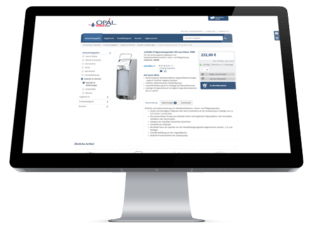 OPAL Service GmbH - Entwicklung eines Shopware Onlineshops Monitor mit geöffnetem Online-Shop
