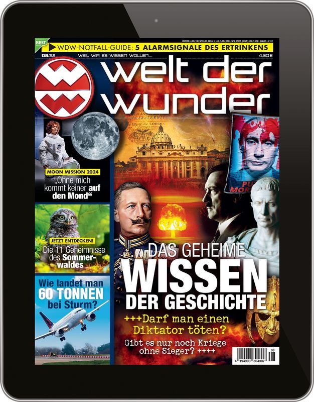 Bildmontage: Tablet im Hochformat mit einer Zeitschrift als E-Paper